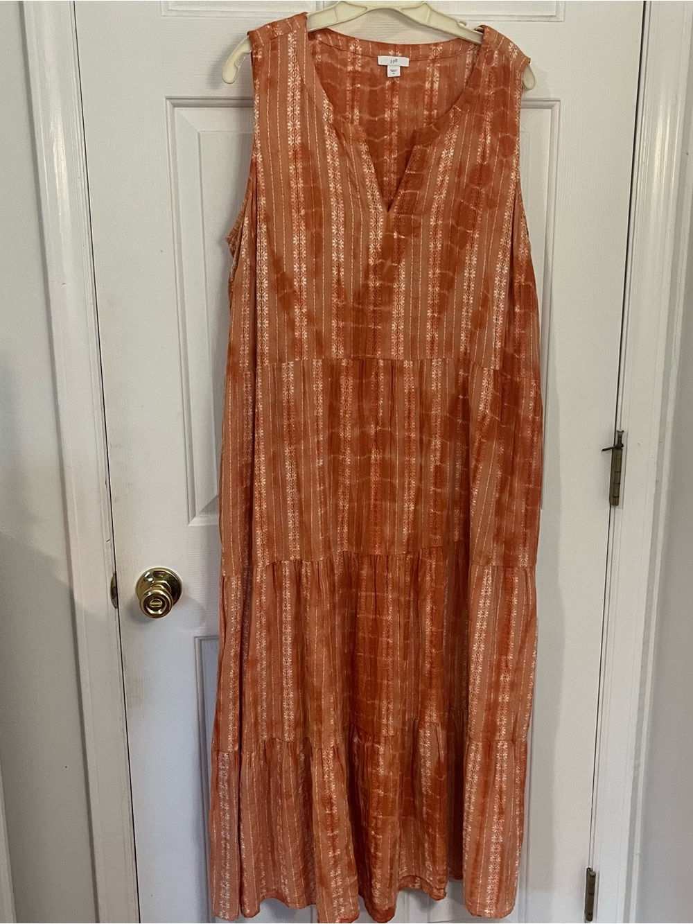 J. Jill Rust Orange Sleeveless Tiered Maxi Dress